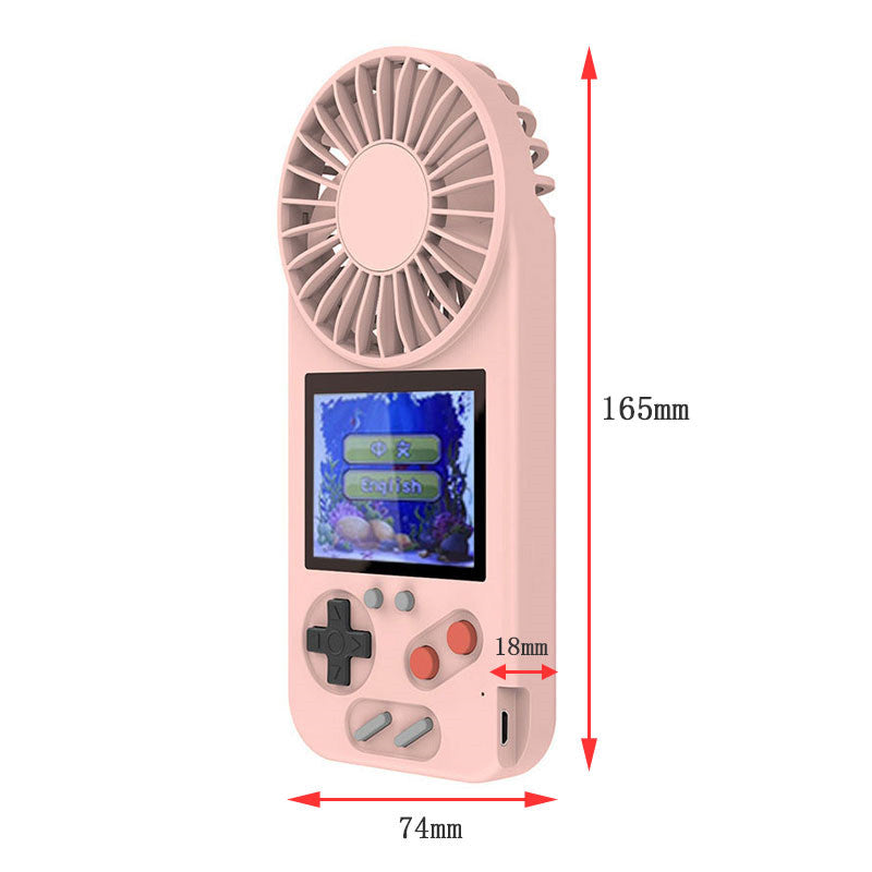 Handheld Game Console with USB Fan Built-in 500 Classic Games for Kids Adult-Pink