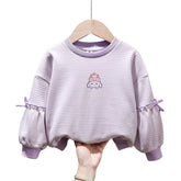 Toddler Girl Sweatshirts Pullover Crew neck Fall Winter Long Sleeve Tops-Purple