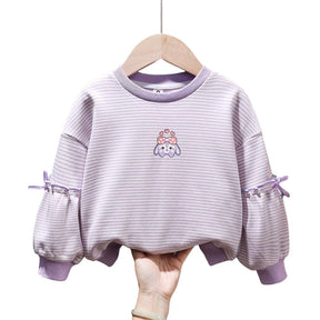 Toddler Girl Sweatshirts Pullover Crew neck Fall Winter Long Sleeve Tops-Purple
