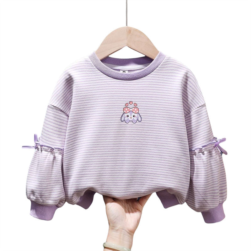 Toddler Girl Sweatshirts Pullover Crew neck Fall Winter Long Sleeve Tops-Purple