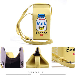 Banana Milk Box Cross-Body Bag Women Phone Shoulder Bags