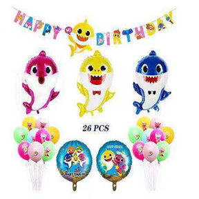 26Pcs 25 inch Cute Shark Balloon Helium Shark Family Balloons for Baby Shark Birthday Part