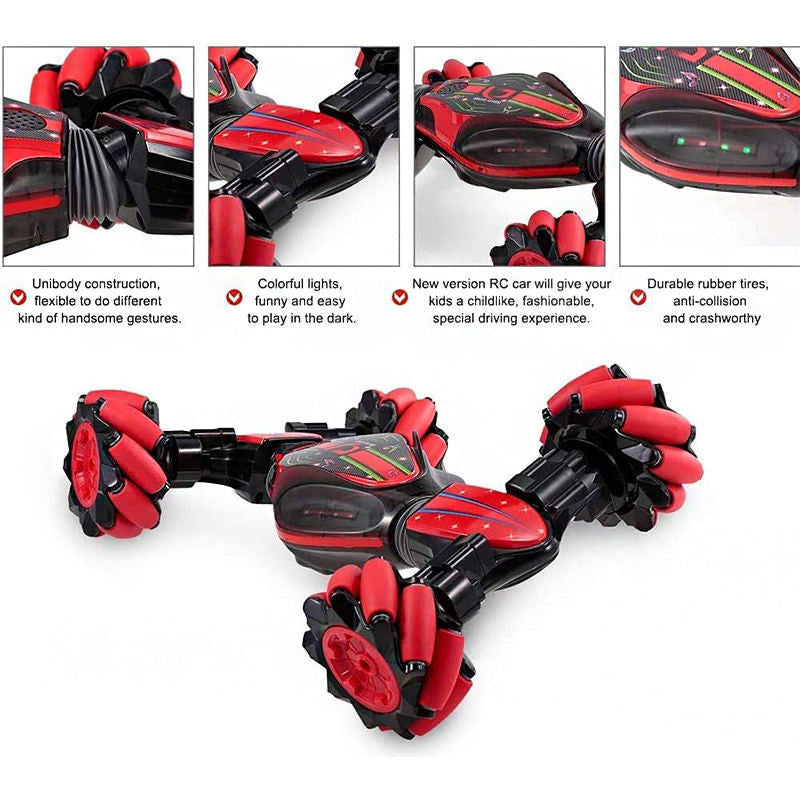 Gesture Sensing RC Stunt Car with Light Music Off-Road Car Toy for Kids-Red