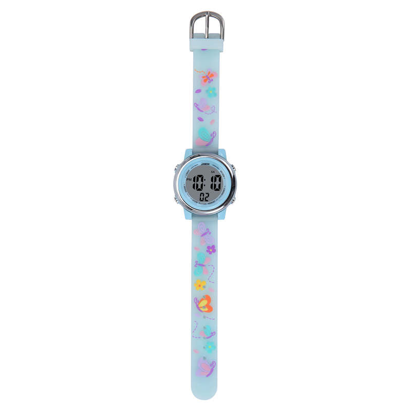 Kids Digital Sport Watches LED with 7 Colors Backlight 3D Butterfly Wristwatch-Blue