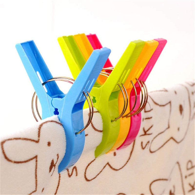 Plastic Large Strong Windproof Clothespins Towel Clips 8 Pack Assorted Color