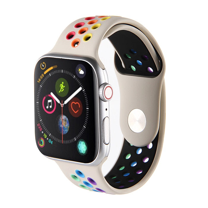 Rainbow Nike Watch Strap For Apple iWatch Series-Rice White