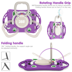 CatB Silicone Case For iPad Mini 6 Shockproof Shoulder Strap Handle Stand-Purple