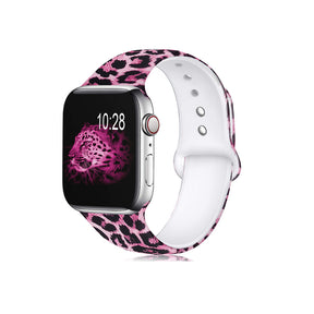 Color Printing Silicone Watch Band For Apple Watch SE/6/5/4/3/2/1(Pink Leopard)