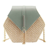 Womens Crossbody Cute Straw Shoulder Bag-Green