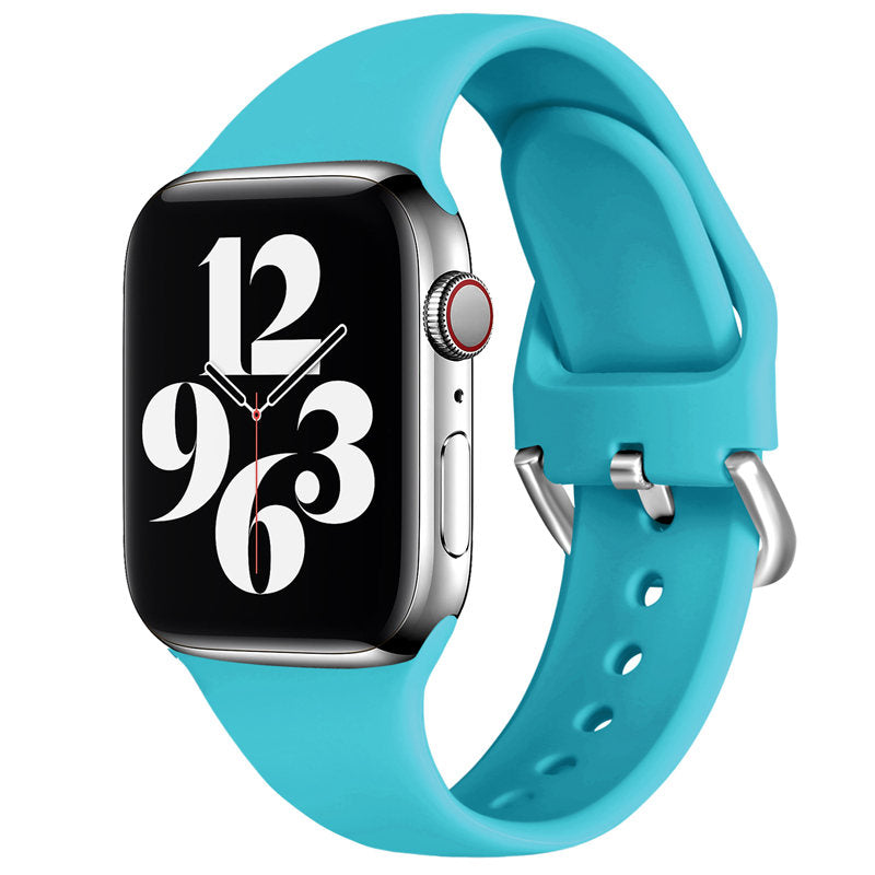 Silicone Sport Replacement Strap with Classic Clasp for iWatch Series SE 6 5 4 3 2 1-DuckGreen