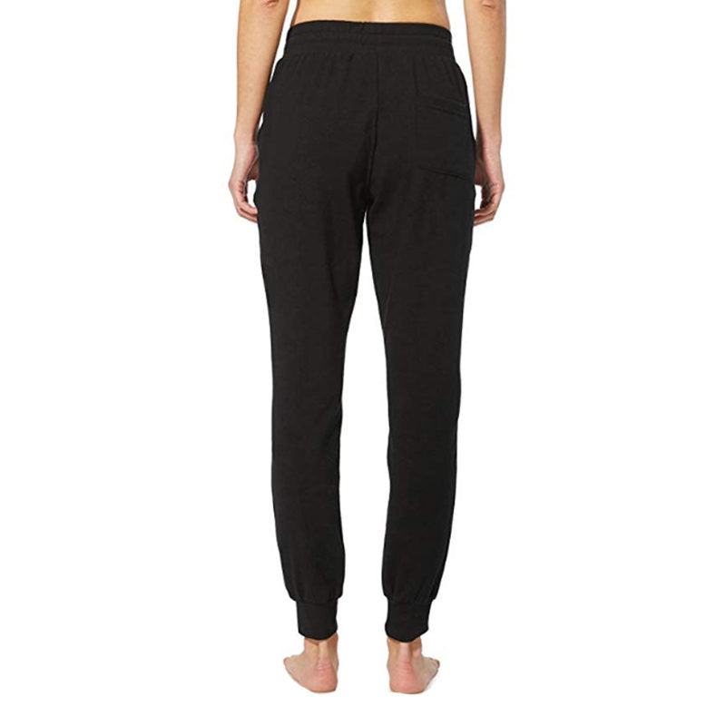 Womens Yoga Jogging Pants Cotton Casual Sports Pants-Black