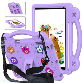 Strawberry Rugged iPad Case With Holder Shoulder Strap for PRO 9.7 Air1/ Air2-LightPurple