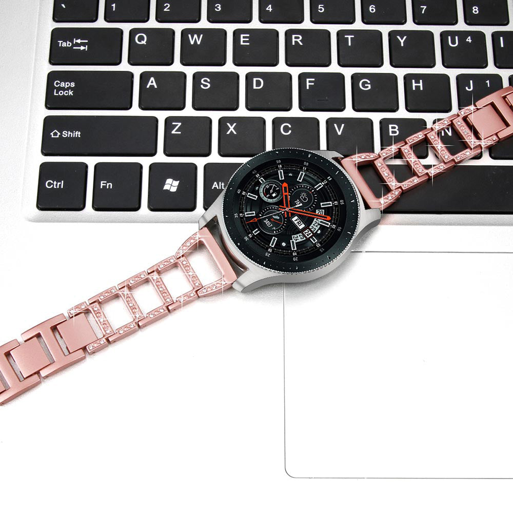 Metal Bands WIth Diamonds For Samsung S3/Galaxy Watch 46mm(Rose Gold)