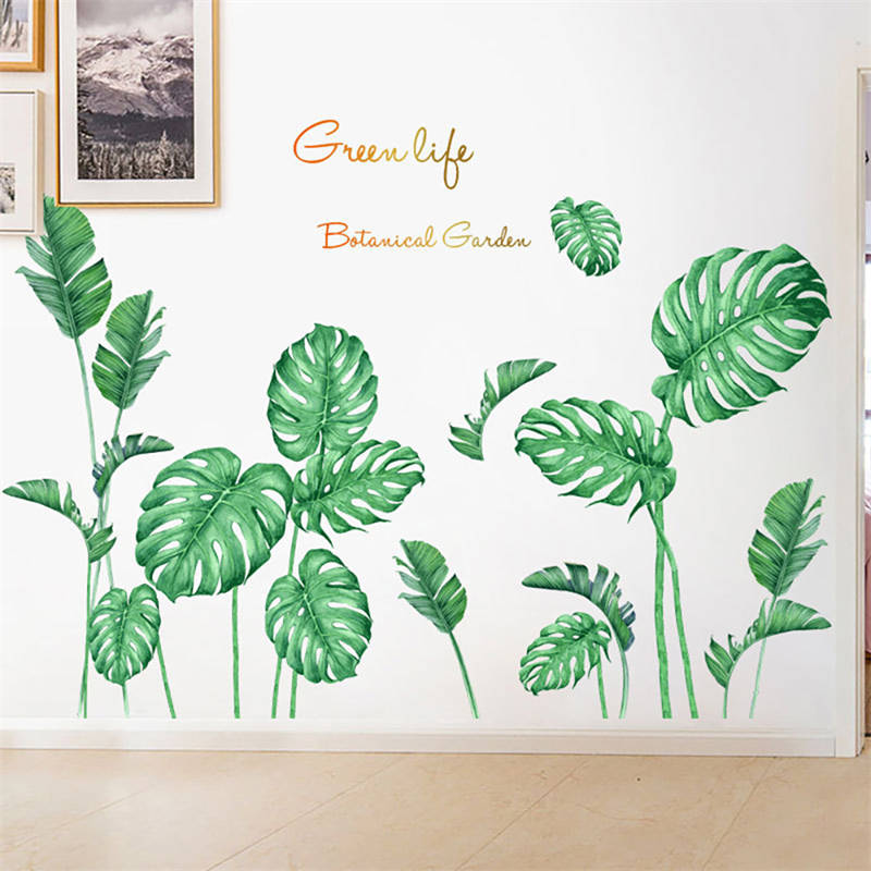 3D DIY Green Plants Fresh Leaves Stick Wall Stickers for Living Room Office