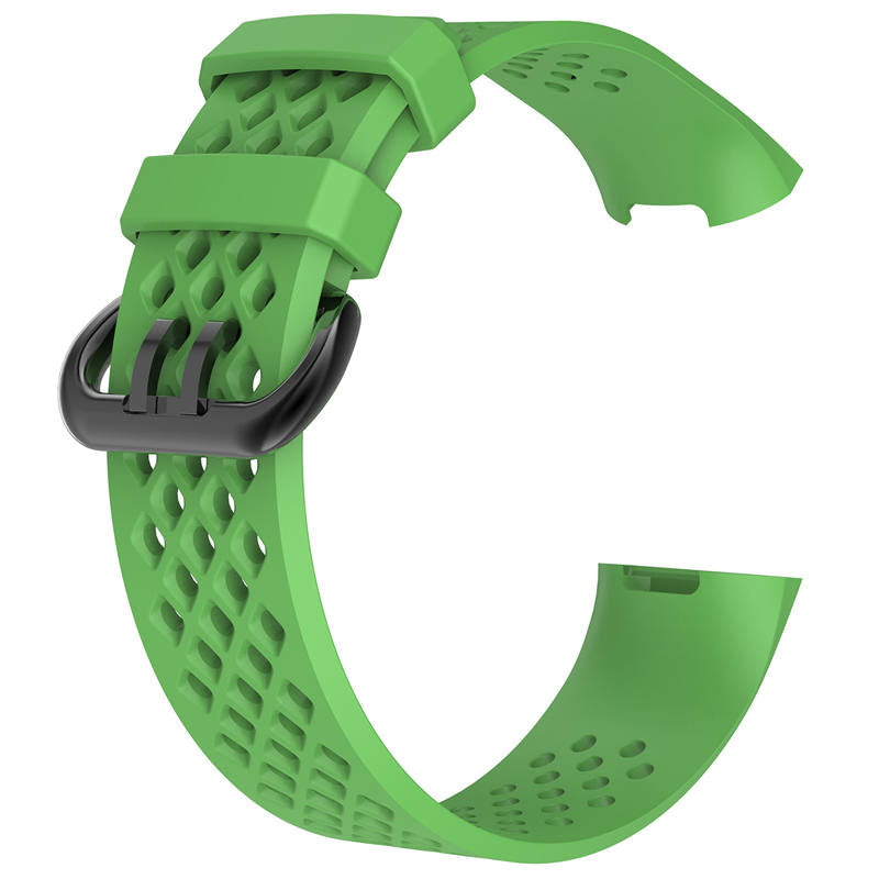 Watch Band for Fitbit Charge 3 Waterproof Band with Breathable Holes for Women Men-Green