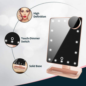 Bluetooth Makeup Mirror with10X Magnification Spot Mirror-Rose Gold