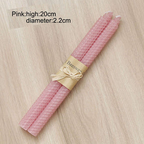 4 Pairs Pure Beeswax Candles Smokeless Dripless Wax Candles for Home Gift Ideas Ornament-Pink