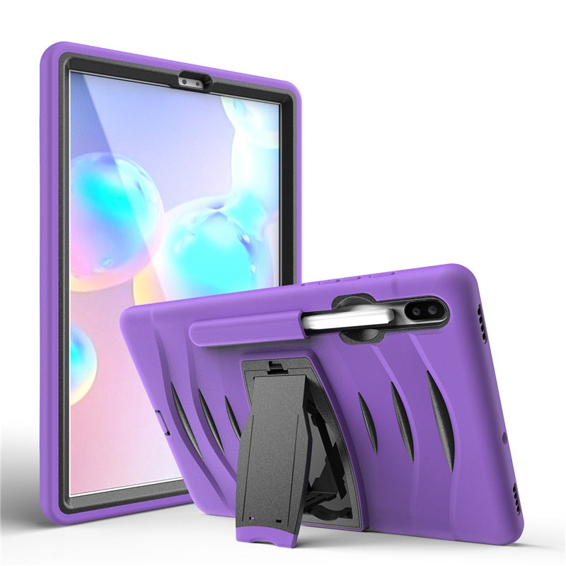 Shock Wave Kickstand Case Anti-Fall Protection With Pencil Holder For Samsung Tab S6 10.5inch T860/T865/T867(2019)-Purple