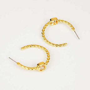 Dainty C-shaped Hoop Earrings for Women-Gold