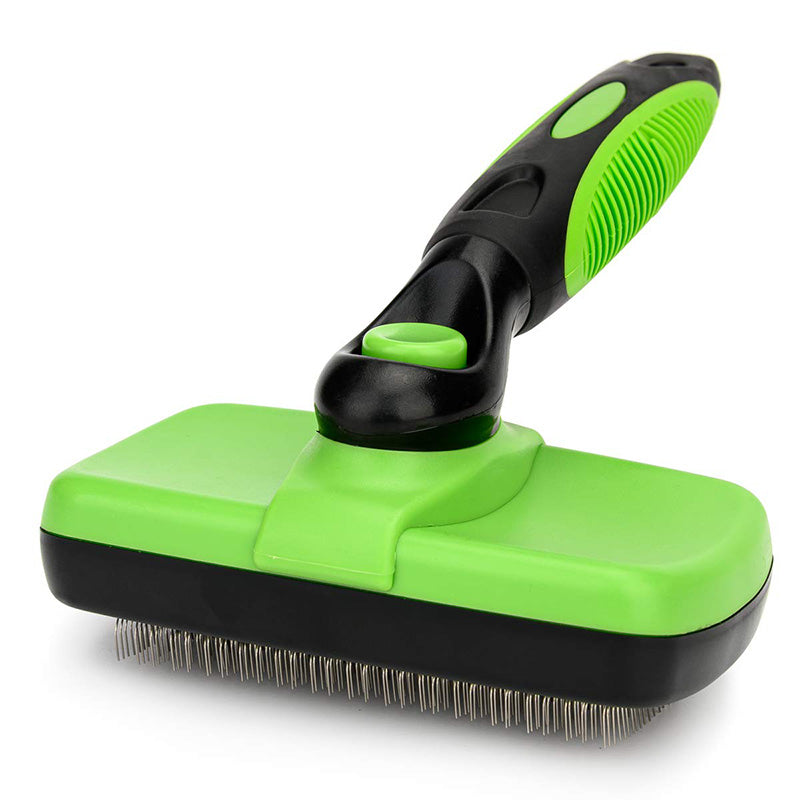 Self-Cleaning Slicker Brush for Pet Grooming Brush to Remove Long Loose Fur-Green