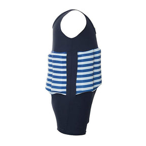 Kids Removable Floatation Swimsuit Baby Float Suit Swim Vest One Piece Swimwear-Blue And White Strips