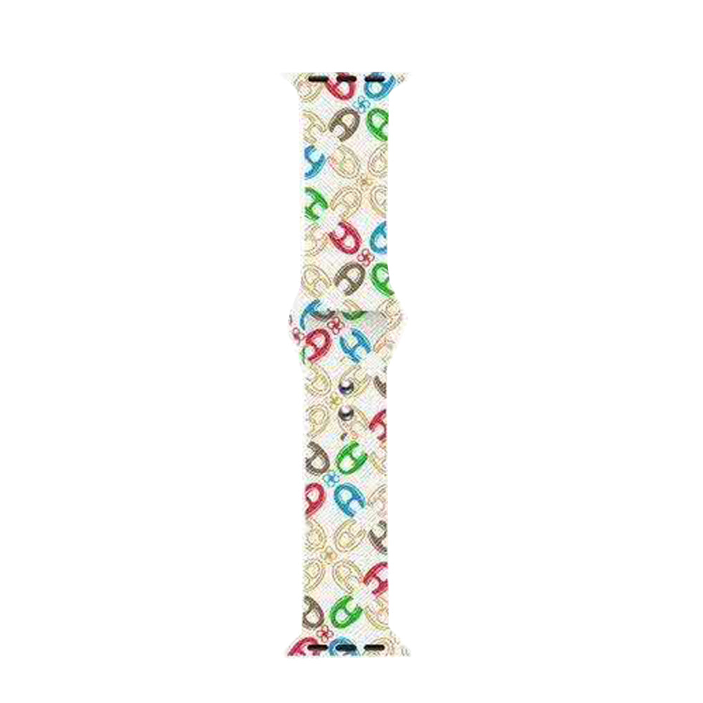 Color Printing Silicone Watch Band For Apple Watch SE/6/5/4/3/2/1(A Flower Pattern)