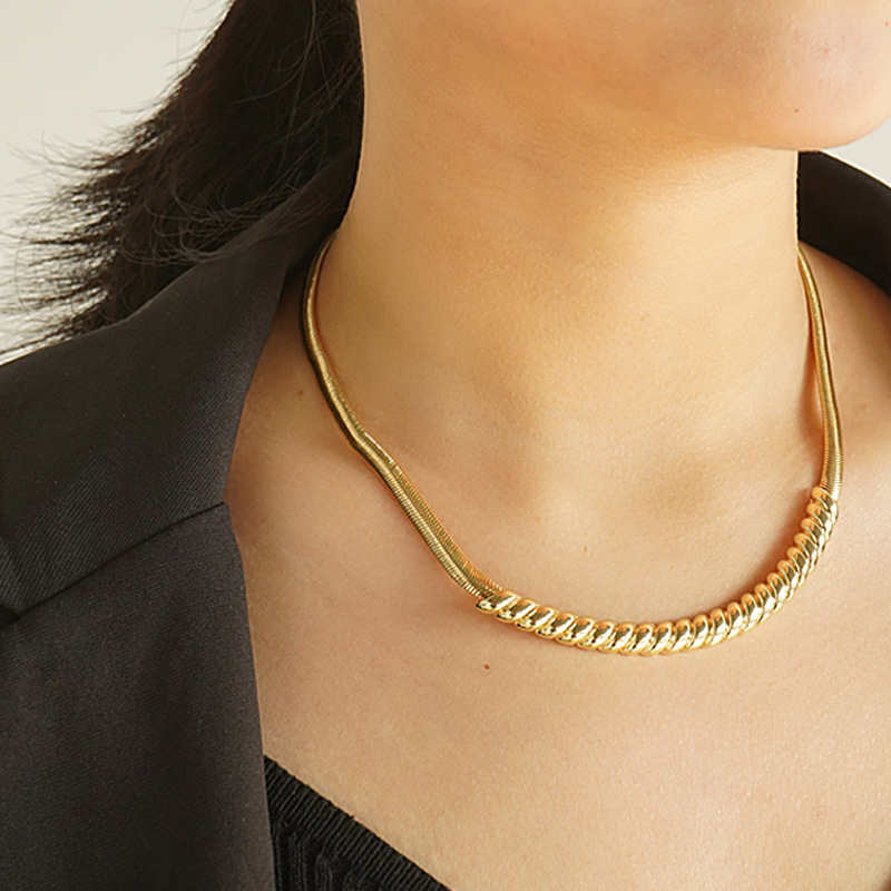 Herringbone Thick Necklace Snake Chain for Women Jewelry