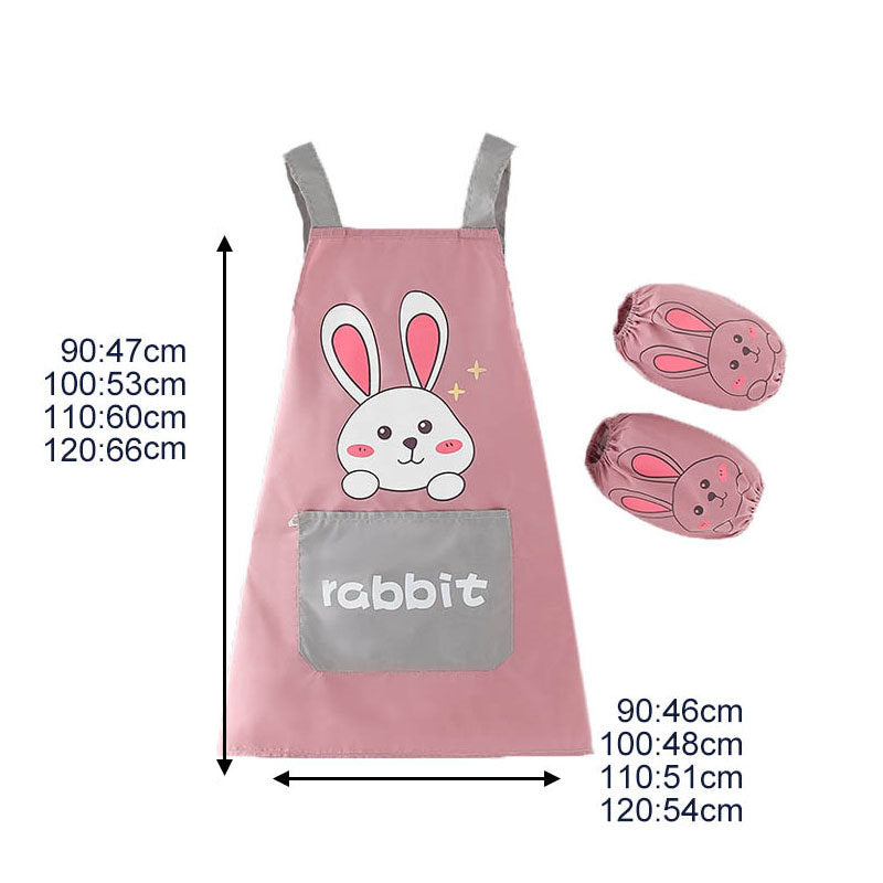 Children Cute Animal Pattern Painting Waterproof Apron Set-Rabbit