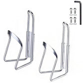 2 Pieces Light Aluminum Alloy Bicycle Outdoor Activity Bottle Cage Drilled Holes Required-Silver