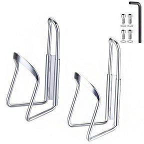 2 Pieces Light Aluminum Alloy Bicycle Outdoor Activity Bottle Cage Drilled Holes Required-Silver