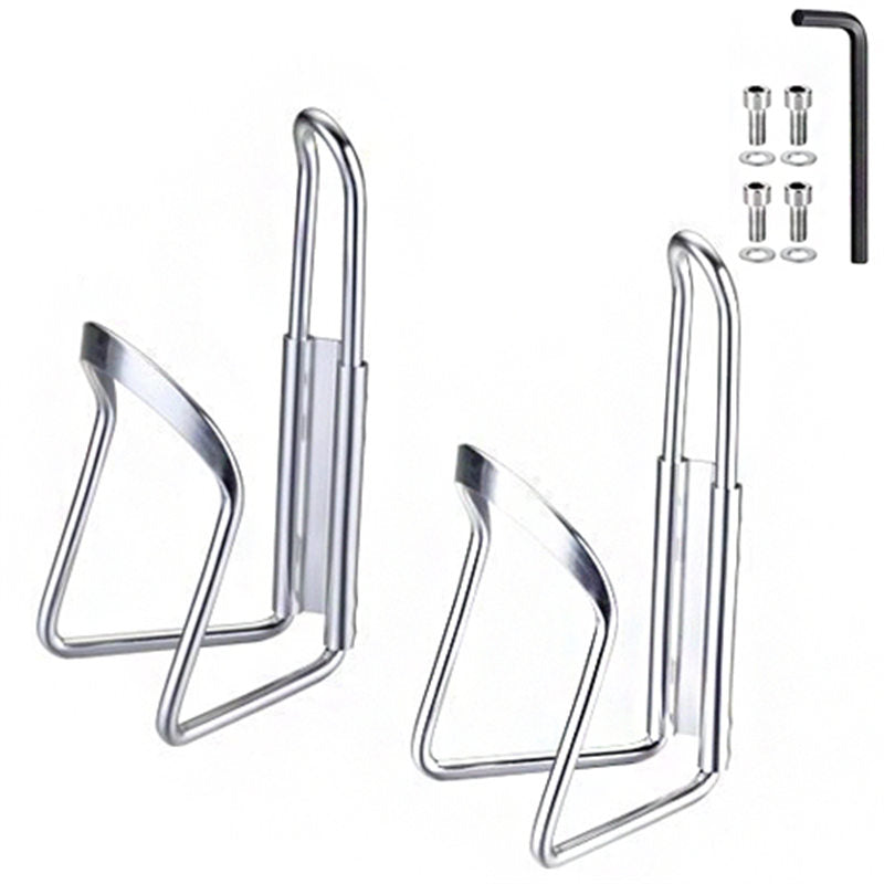 2 Pieces Light Aluminum Alloy Bicycle Outdoor Activity Bottle Cage Drilled Holes Required-Silver