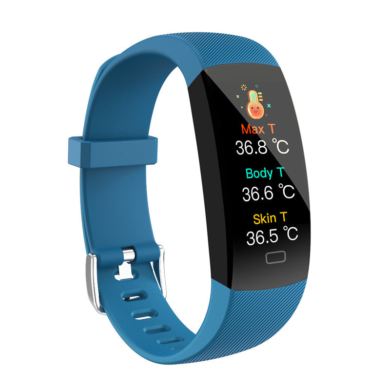 F64T Smart Watch Fitness Tracker with Blood Oxygen Heart Rate Temperature Monitor-Blue