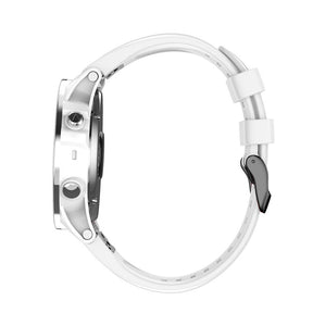 Silicone Replacement Band 20mm Quick Release Easy Fit For Garmin Fenix 5S/5S Plus/6S/6S Pro Smartwatch Black Steel Buckle-White