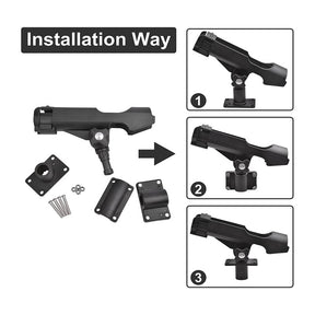 Adjustable Boat Fishing Rod Holder Rotatable with Combo Mount-Black