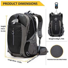 Hiking Backpack 40L Waterproof Lightweight Daypack with Rain Cover-Black