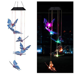 Colorful Solar Wind Chimes Gardening Gift for Mother And Grandma Christmas Decoration-BlueButterfly