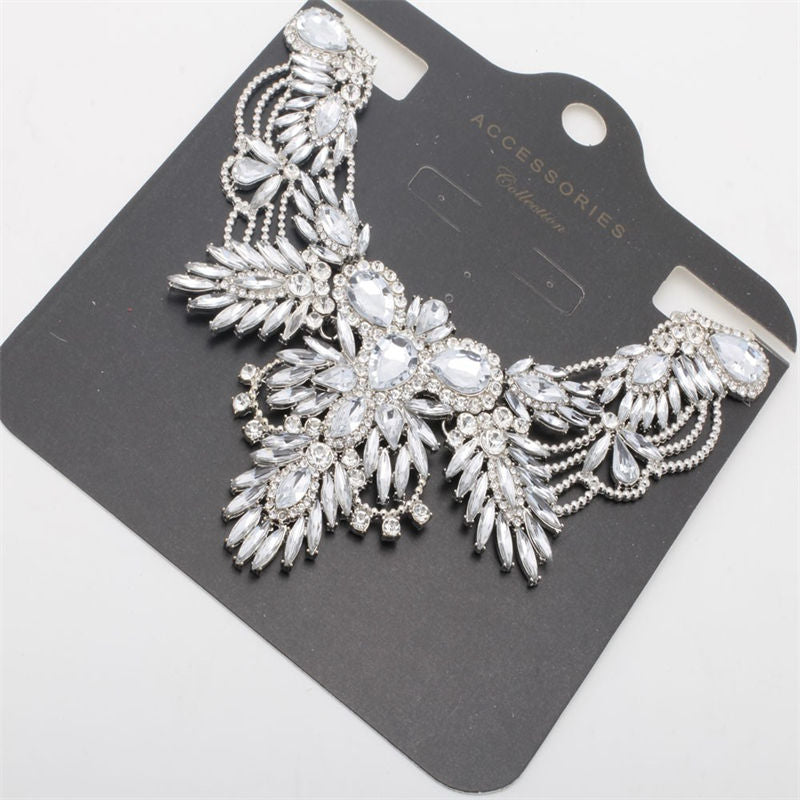 Boho Fashion Crystal Leaves Bib Necklace for Women