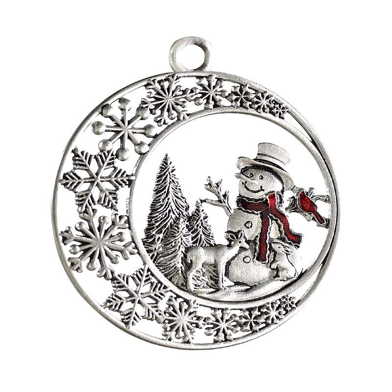 Solid Pewter Christmas Tree Ornament for Home Party Decorations-Snowman