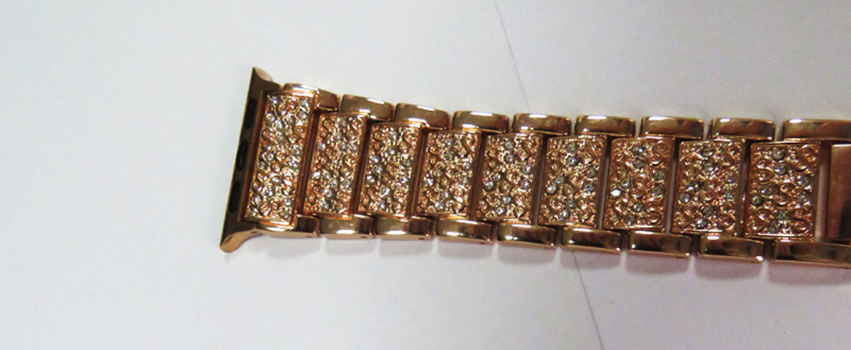 MZ Stainless Steel Watch Band Adjustable Wristbands for Apple IWatch Series SE/1/2/3/4/5/6 For Women-Rose Gold