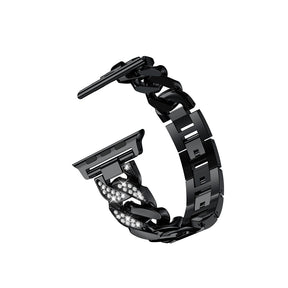 Diamond Denim Chain Metal Watch Band With Diamonds For Apple Watch SE/6/5/4/3/2/1(Black)