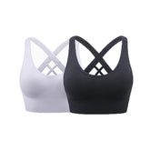 2 Pcs High Impact Sports Bra Medium Support Quick Dry Athletic Vest-Set1