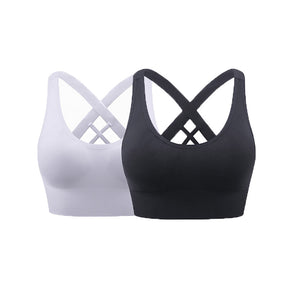 2 Pcs High Impact Sports Bra Medium Support Quick Dry Athletic Vest-Set1