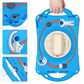 iPad Case Rugged Case with Handle Stand Shoulder Strap for iPad 10.2 Inch 2019/2020/2021-LightBlue