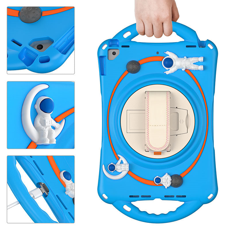 iPad Case Rugged Case with Handle Stand Shoulder Strap for iPad 10.2 Inch 2019/2020/2021-LightBlue