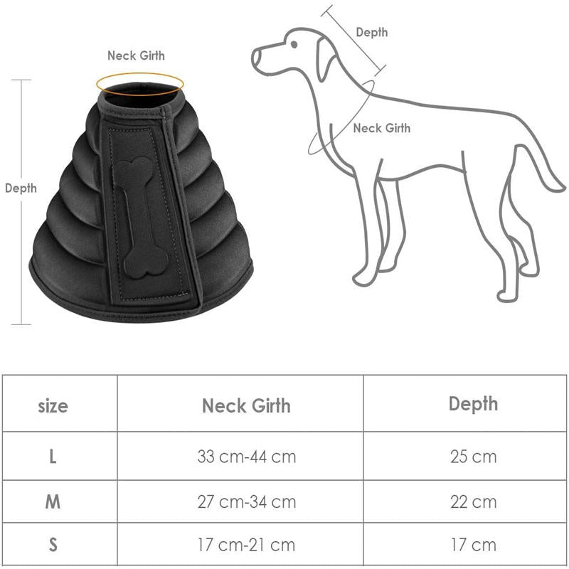 Dog Collar for Surgery Soft Recovery Cone to Protect Dogs Wound Healing-Black