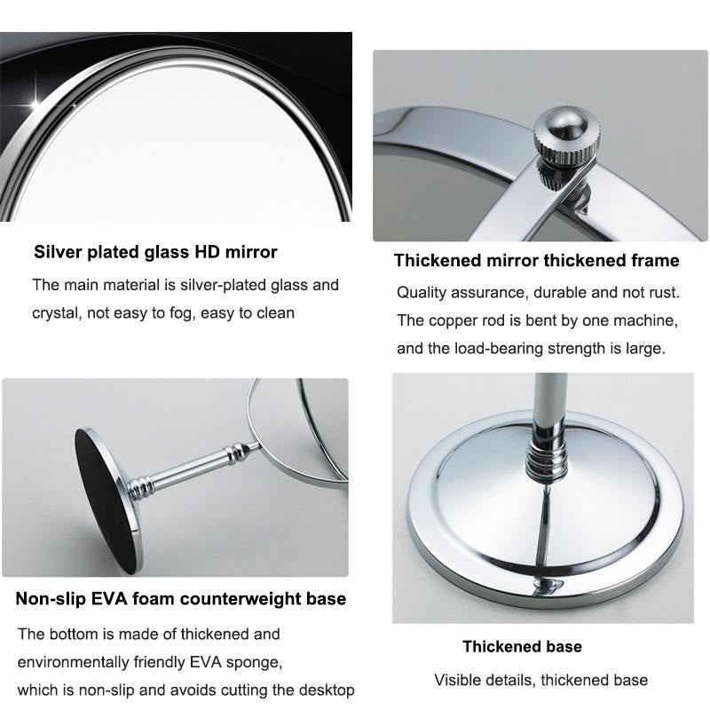 6in Standing Mirror Dual-Sided Magnifying Makeup Mirror-Nickel