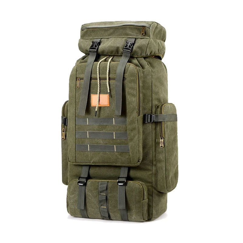 80L Outdoor Tactical Backpack Large Capacity Waterproof Backpack for Camping Hiking-ArmyGreen