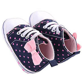 Infant Canvas Soft Sole Anti-Slip Sneakers Toddler Love Print Shoes For Boys Girls-Pink