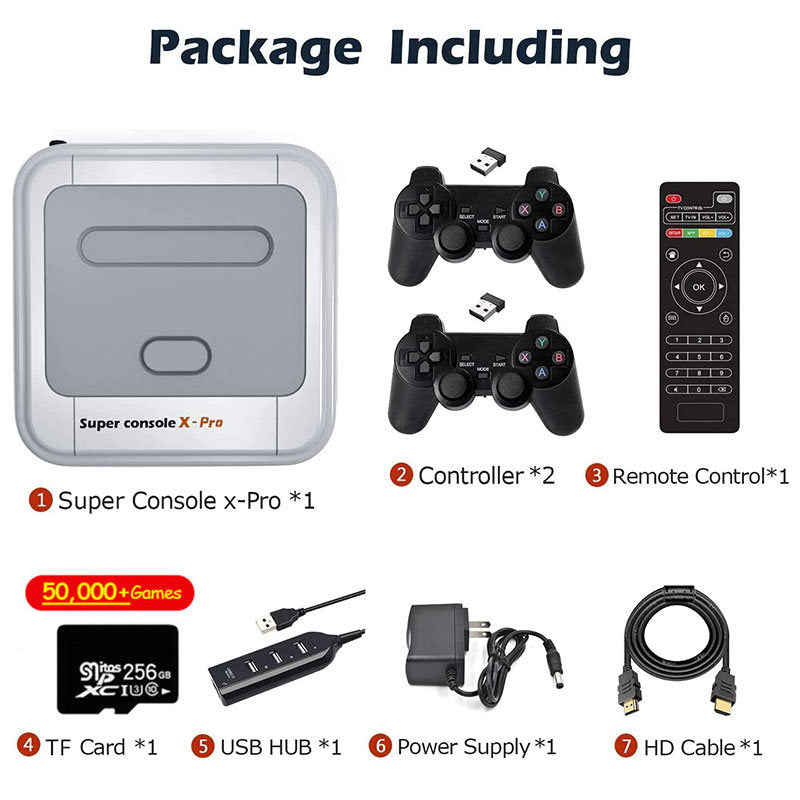 50000 Games Super Console X Pro 4K HD TV Up to 5 Players for PSP/N64/DC/PS-256g