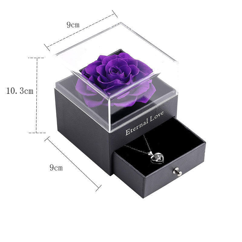 Preserved Flower Rose Gift Box for Valentines Day Anniversary Wedding-Purple